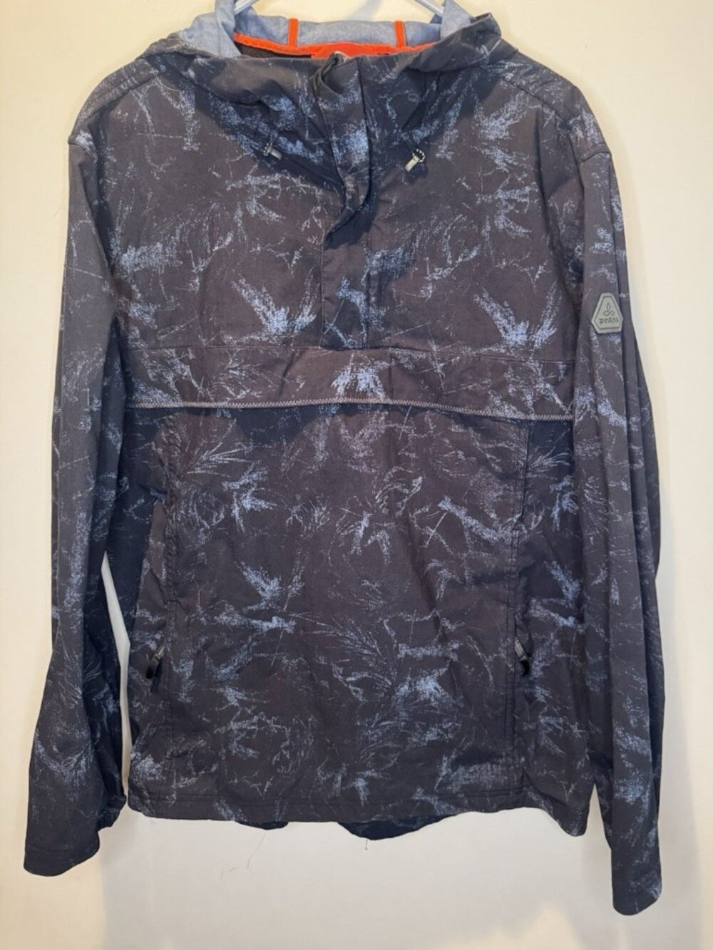Prana Mens Blue Windbreaker‎ Hooded Jacket XL Outdoor Lightweight